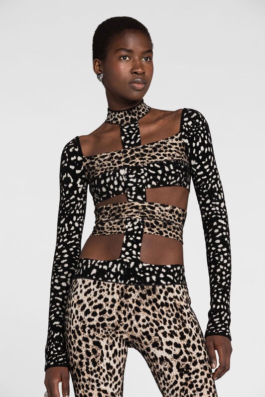 RC Cheetah-Jacquard Cut-Out Bodysuit RC Cheetah-Jacquard Cut-Out Bodysuit NATURALE PWM151-MI150