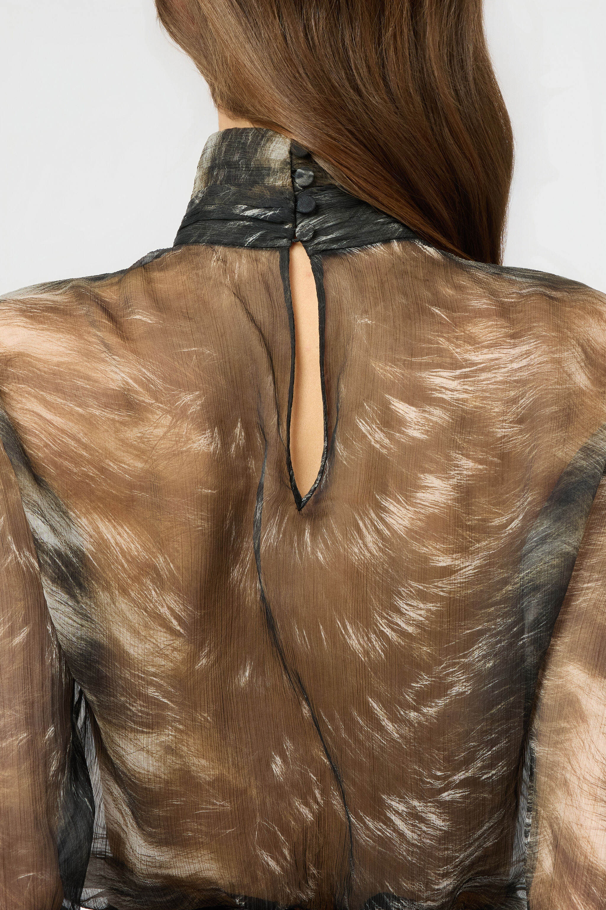 RC Seidenbluse mit Fur-Print BLACK/BEIGE XWT702-CKT79