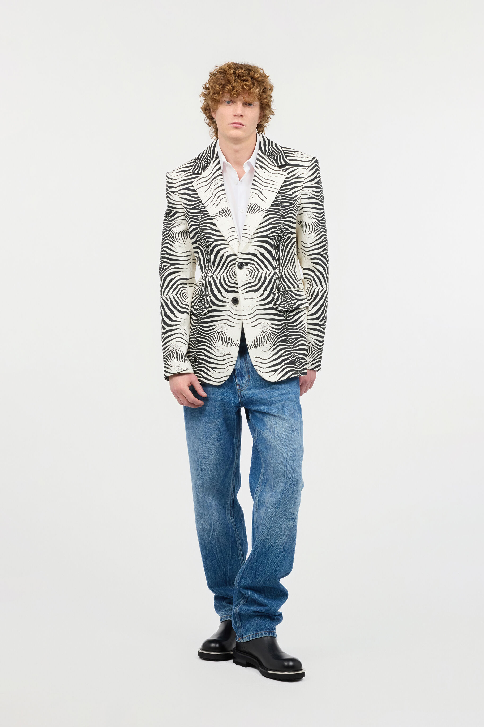 Zebra Print Jacket in Black/White for Men | Roberto Cavalli®