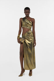 RC One-Shoulder Gold Dress with Cut-Out Detail GOLD WWT106-JE032