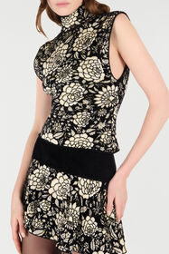 RC Haut En Maille À Motif Floral Jacquard Noir/Blanc VQM617-MI014