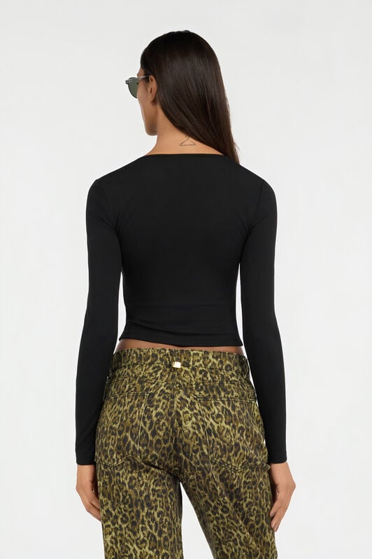 JC Black Lurex Crop Top With Ring Detail JC Black Lurex Crop Top With Ring Detail BLACK VFT213-VF336