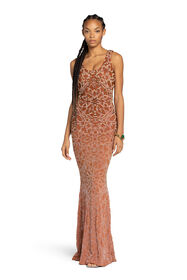 RC Bead-Embellished Maxi Dress Marrone IWR153-JJ050