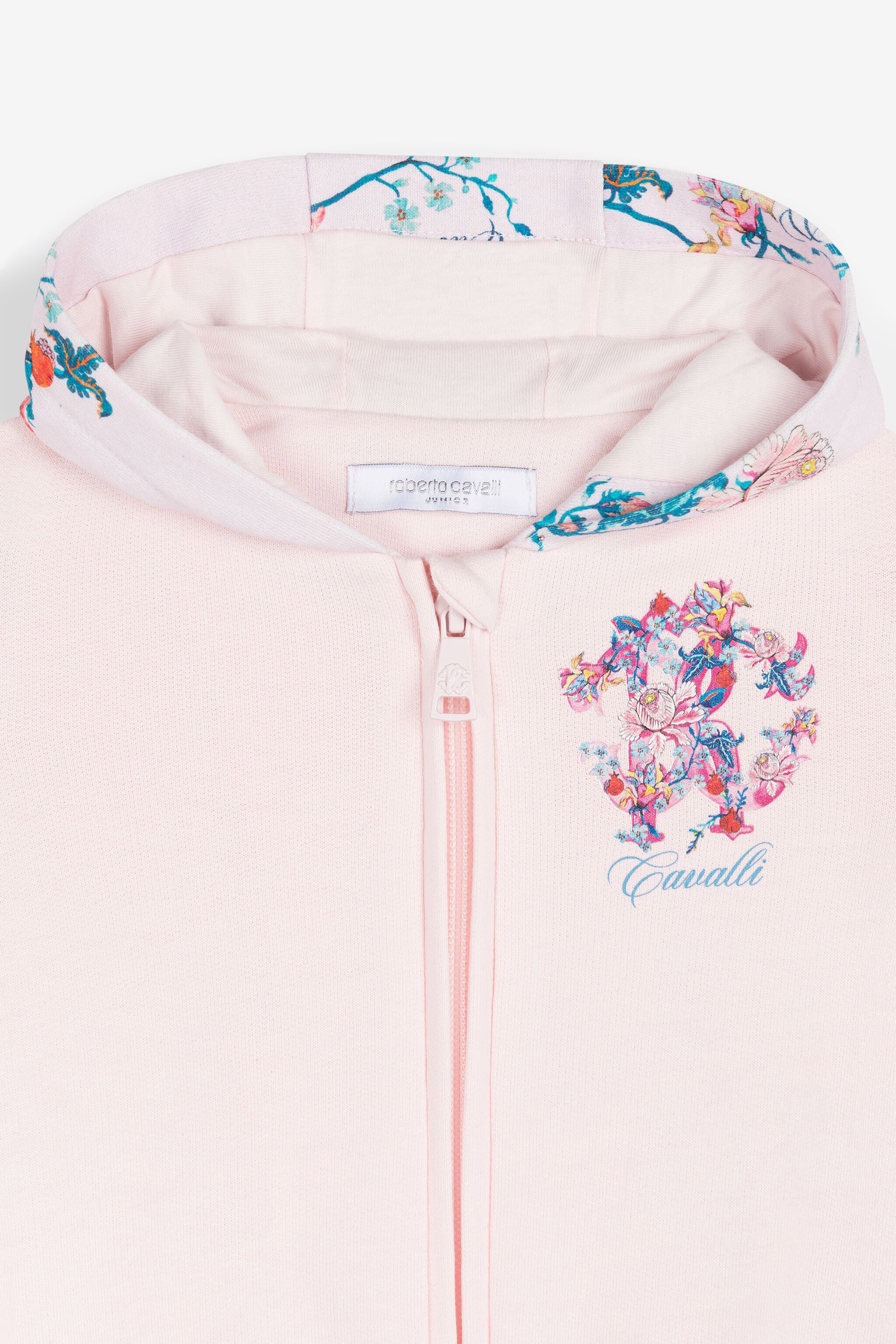 JU Sudadera de algodón con capucha y estampados Floral y Jaguar JU Sudadera de algodón con capucha y estampados Floral y Jaguar Rosa RJT904-CF050