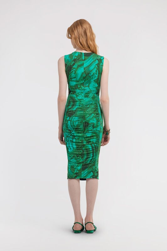 RC Malachite Print Midi Dress RC Malachite Print Midi Dress Green TKT159-LNN06