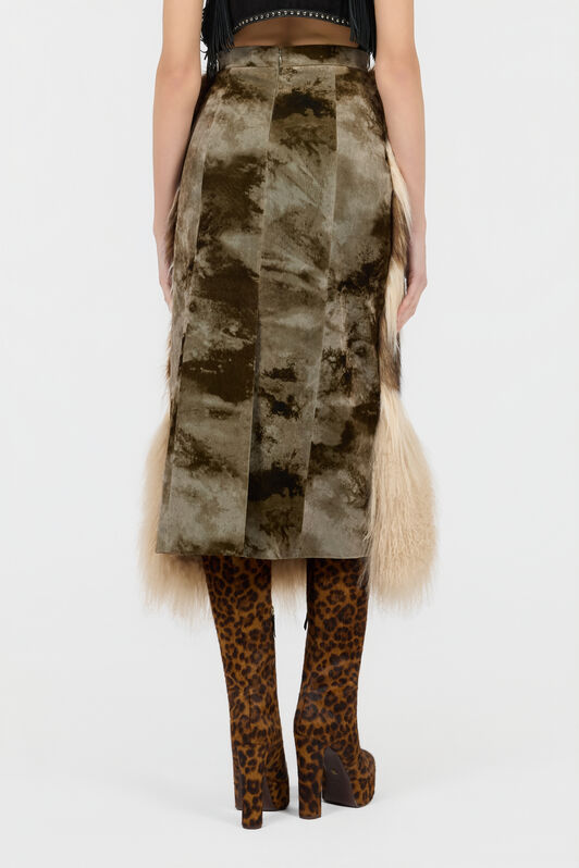 RC Tie-dye effect flocked cotton skirt RC Tie-dye effect flocked cotton skirt DARK BEIGE XQT306-CE037