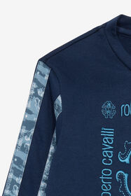 JU Felpa Con Monogram E Logo Blu scuro UJT670-CF050