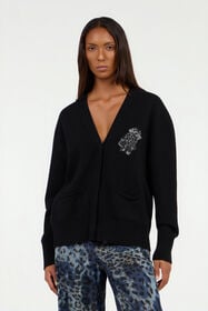 RC Cardigan noir avec Monogram Mirror Snake NERO VKM908-MQ013