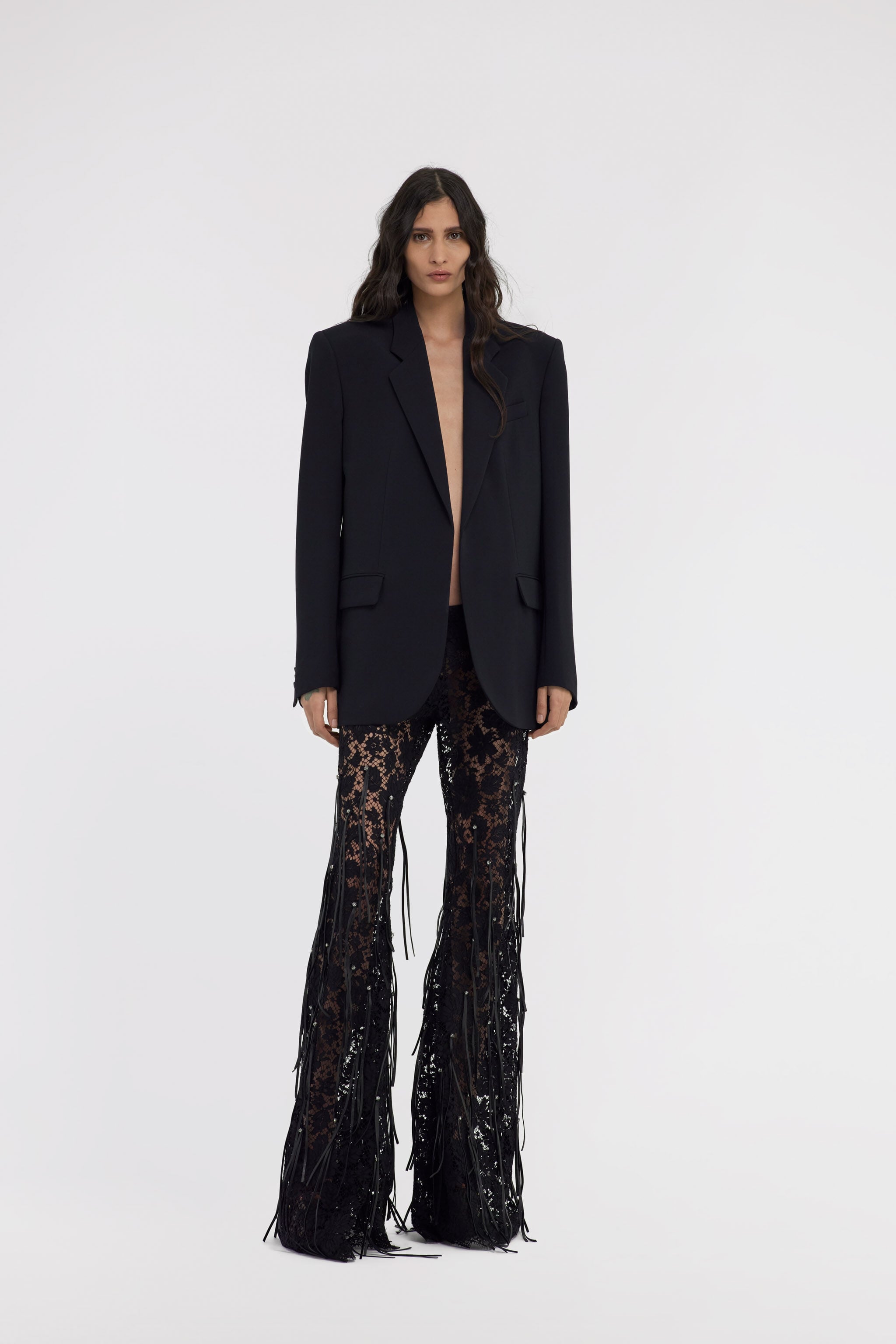 RC Semi-transparent lace trousers Black SKR204-RP001
