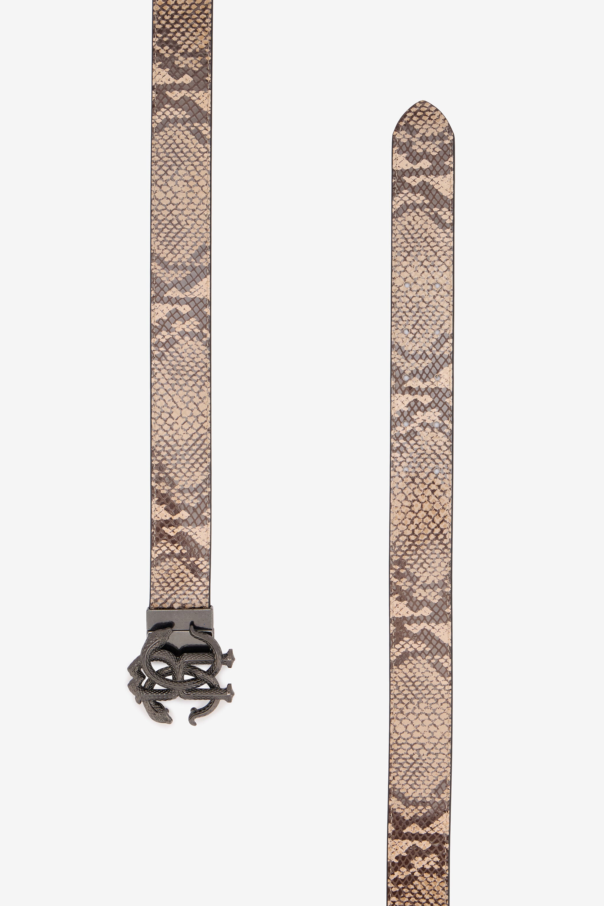 RC Snakeskin Print Logo Belt BLACK/BEIGE QOC00B-PZO35