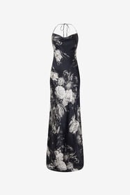 RC Abito in seta con stampa Fiammingo Flowers BLACK/GREY XWT150-TYT77