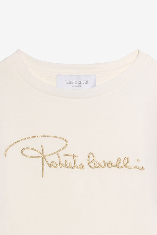 JU T-shirt With Leopard Print Silk Sleeves JU T-shirt With Leopard Print Silk Sleeves MILKY WHITE VJT62D-JD001