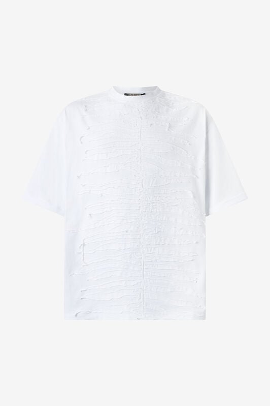 RC Camiseta con textura motivo cebra RC Camiseta con textura motivo cebra Blanco URT62N-JD060