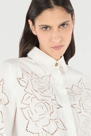 RC Mini Shirt Dress With Perforated Roses White UKR137-CH033