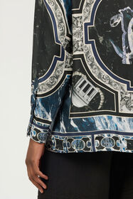 RC Shirt With Marble Print And Embellishments Dark blue URT723-4QN63