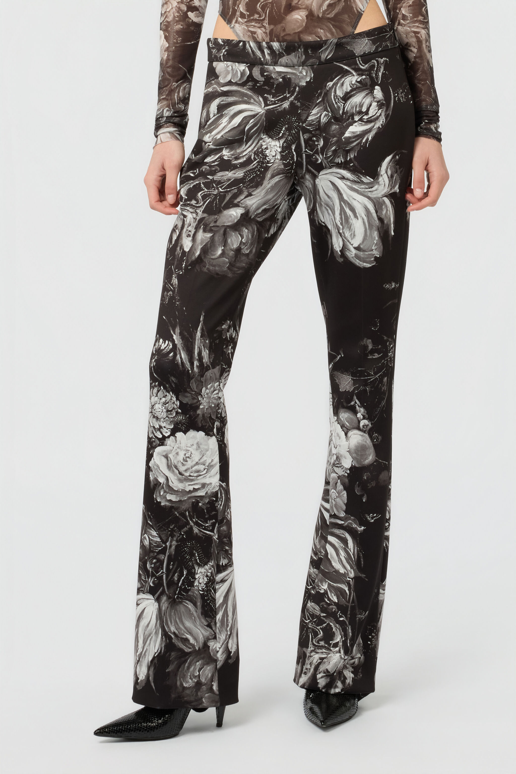 RC Fiammingo Flowers Print Trousers BLACK/GREY XWT208-NVT77