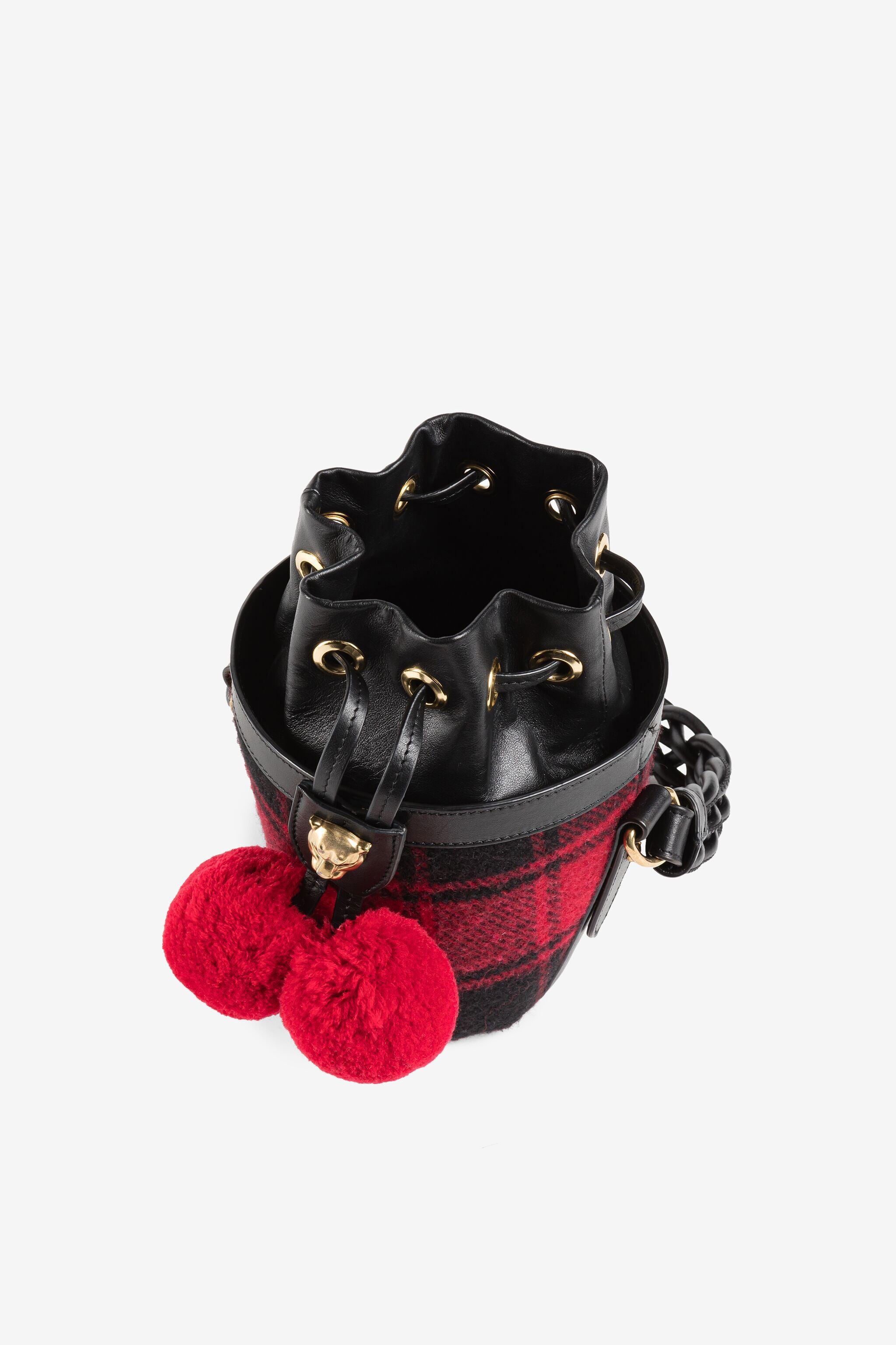 RC Tartan Panther Head Bucket Bag RC Tartan Panther Head Bucket Bag Black/Red PKB006-FE002