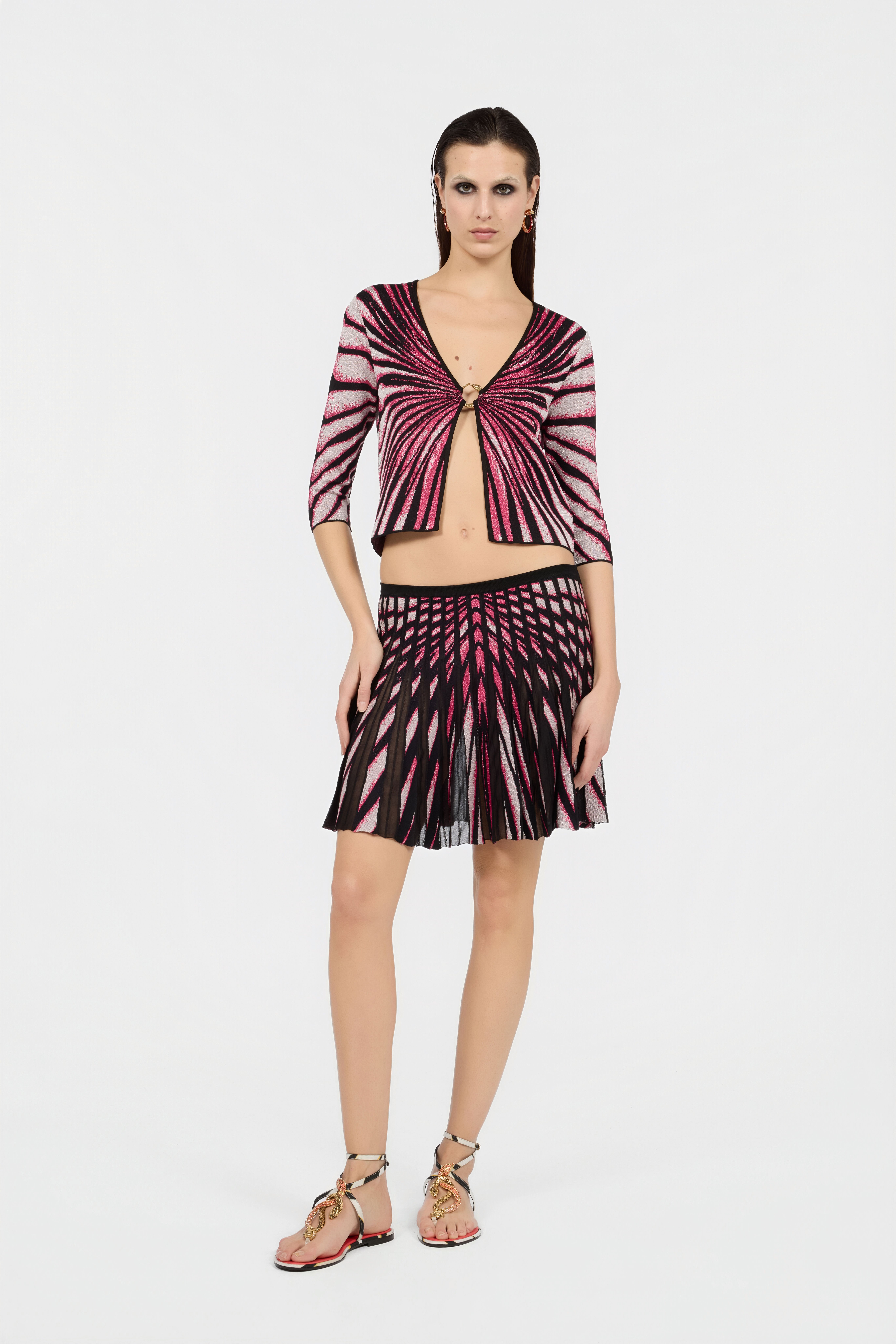 Ray Of Paradise Print Cardigan in MAGENTA for Women | Roberto Cavalli®