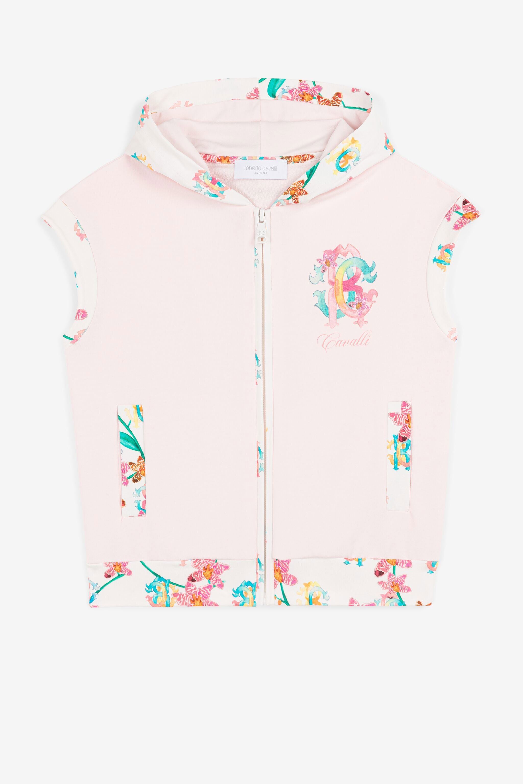 JU Hoodie fleuri à logo imprimé JU Hoodie fleuri à logo imprimé Baby pink QJT946-CF050