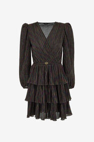 JC Midi Dress with Flounces BLACK RKT958-RK467