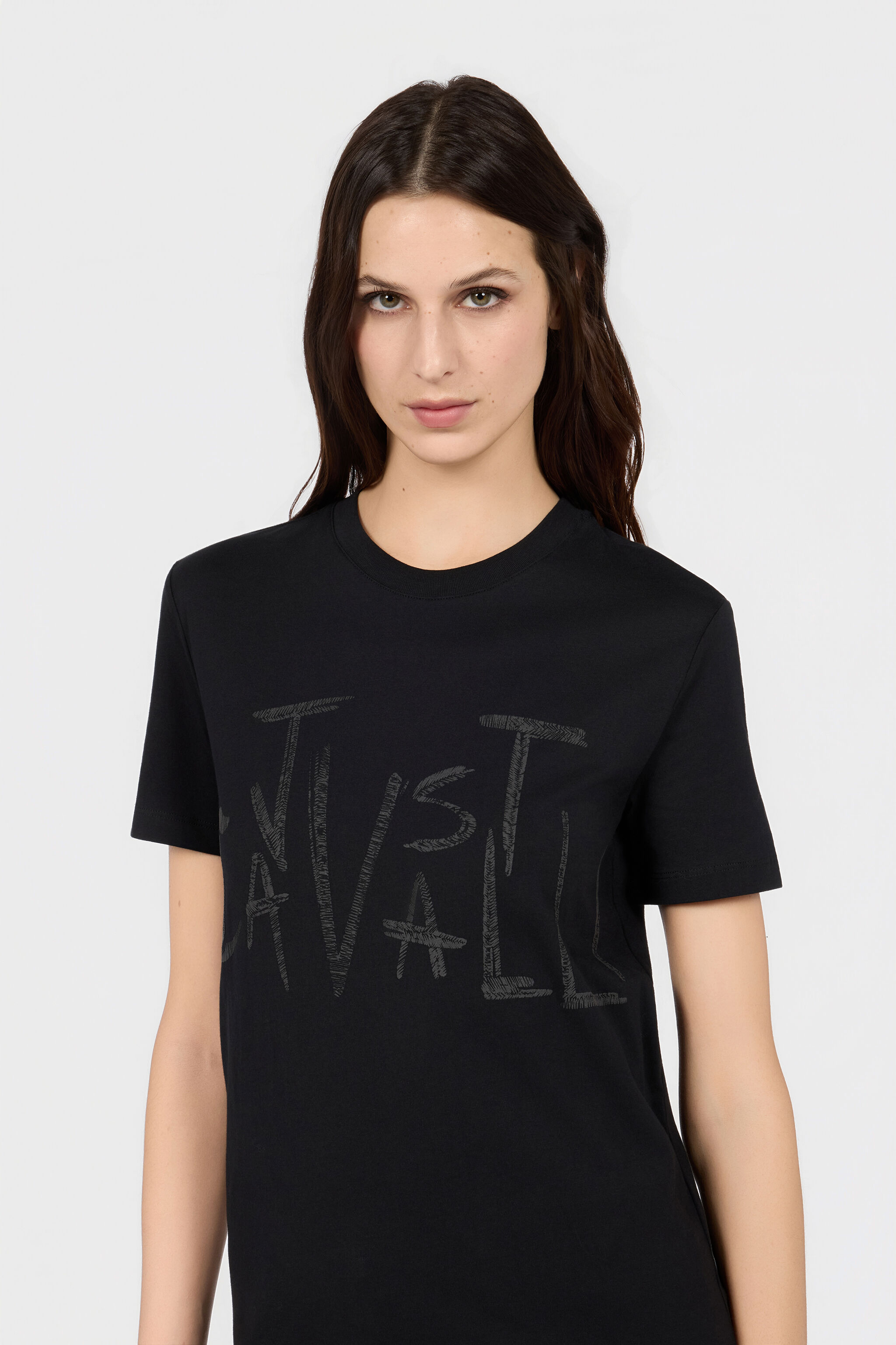 JC Schwarzes T-Shirt Mit Verziertem Logo BLACK UFT129-UF183
