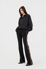 RC Black Flare Trousers Leopard Side Panels BLACK TOT20A-FT223