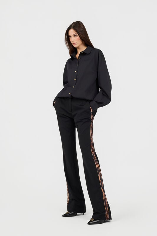 RC Black Flare Trousers Leopard Side Panels BLACK TOT20A-FT223
