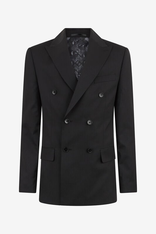 RC Black Pinstripe Double-Breasted Wool Suit RC Black Pinstripe Double-Breasted Wool Suit BLACK/DARK GREY QOT40K-FEO02