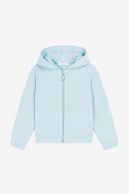 JU Logo-embroidered zipped hoodie Light blue OJT975-ISA2J