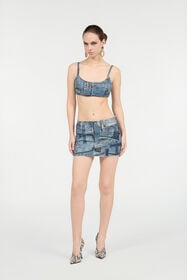 RC Patchwork Capsule Collection Denim Mini Skirt Blue UWJ350-DS001