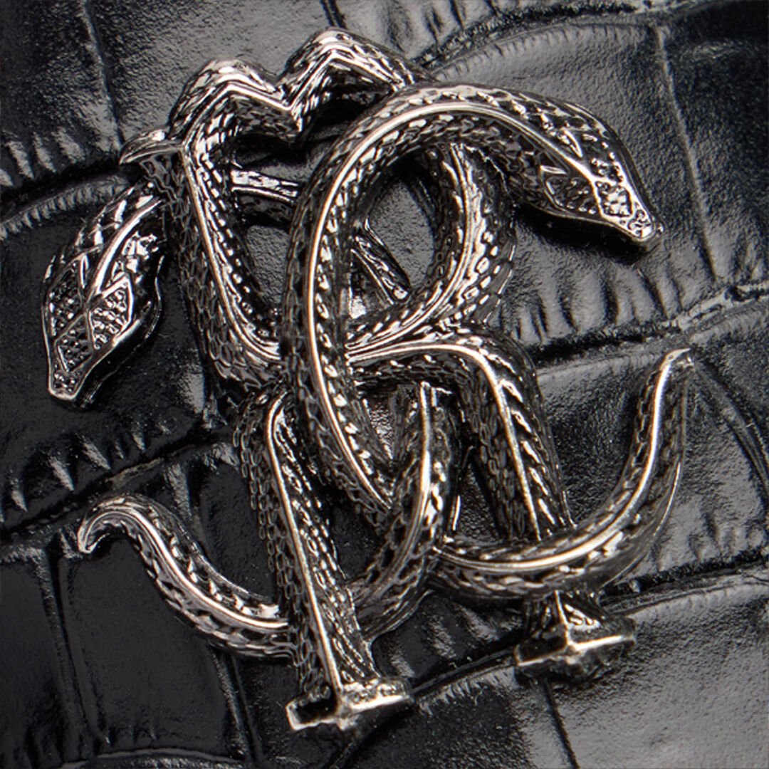Black Crocodile-Effect Leather sandals in BLACK for Men | Roberto