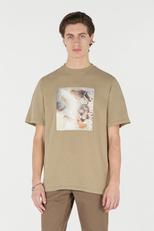 RC T-Shirt With Distressed-Effect Mirror Snake Monogram Print RC T-Shirt With Distressed-Effect Mirror Snake Monogram Print Brown URT61H-JD060