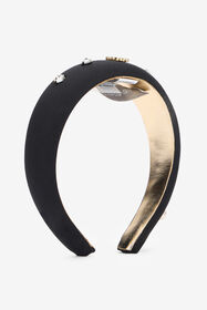 JU Headband with Monogram RC and Crystals BLACK UJI00D-FTJ06
