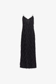 RC Black Fringed Maxi Dress Black SWT151-FC005