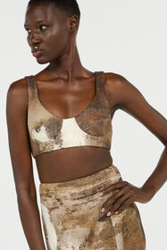 RC Beige Crop Top With Marble Print Light Brown VWT602-6NQ74