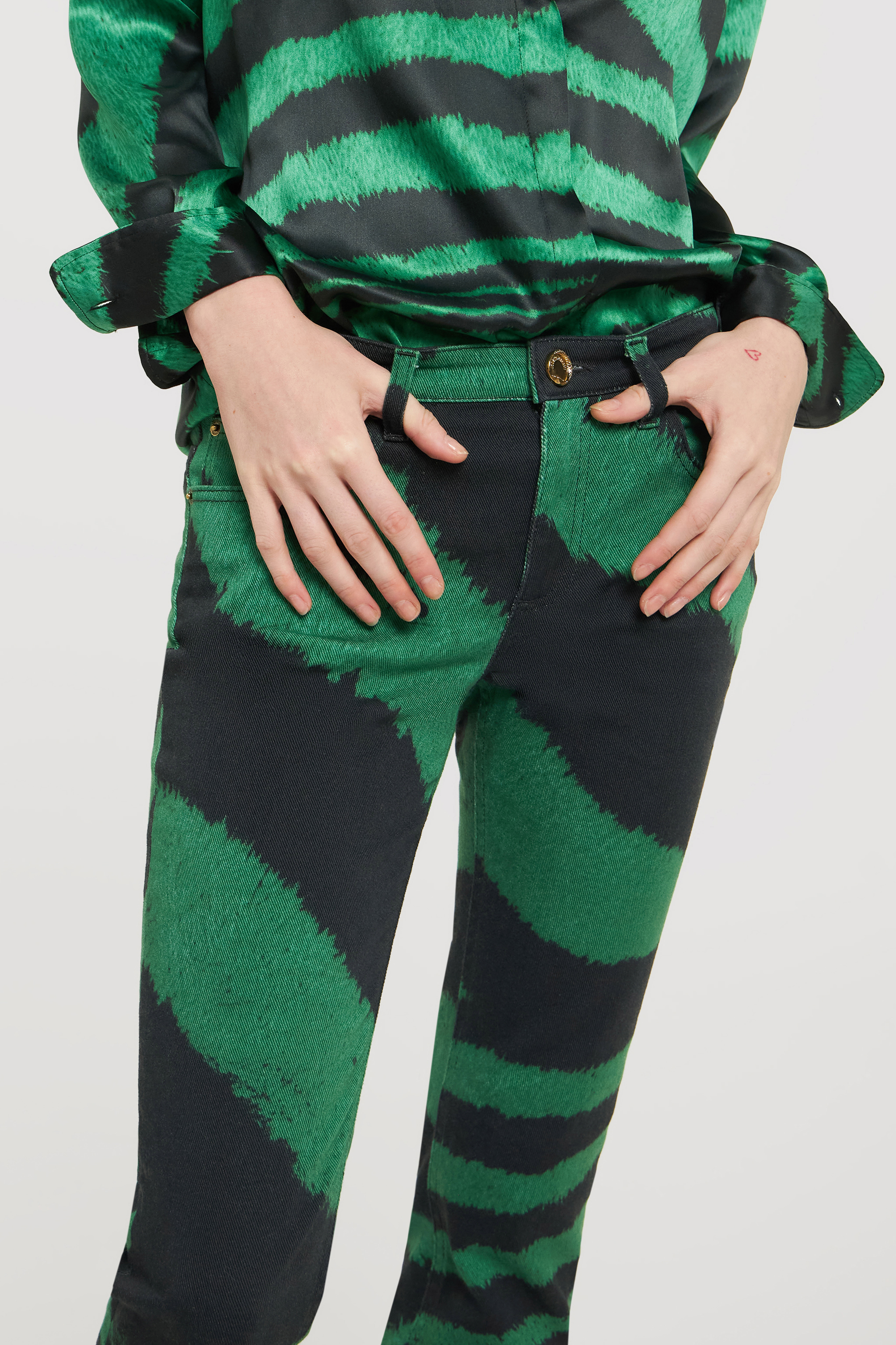 RC Skinny fit jeans with Zebra Tribute print Green UWJ232-DAP26