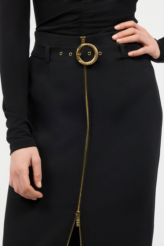 JC Midi Skirt With Branded Buckle JC Midi Skirt With Branded Buckle Black UFT108-UF159