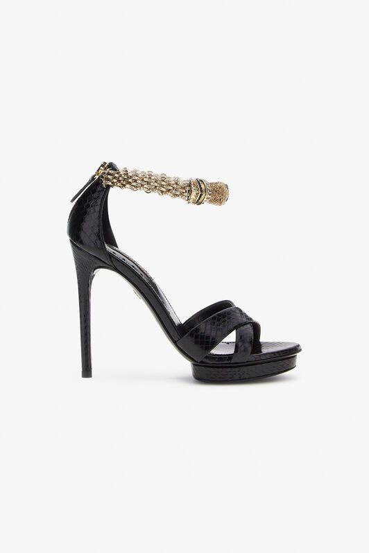 RC Panther-head high-heel sandals BLACK SKS132-PA001