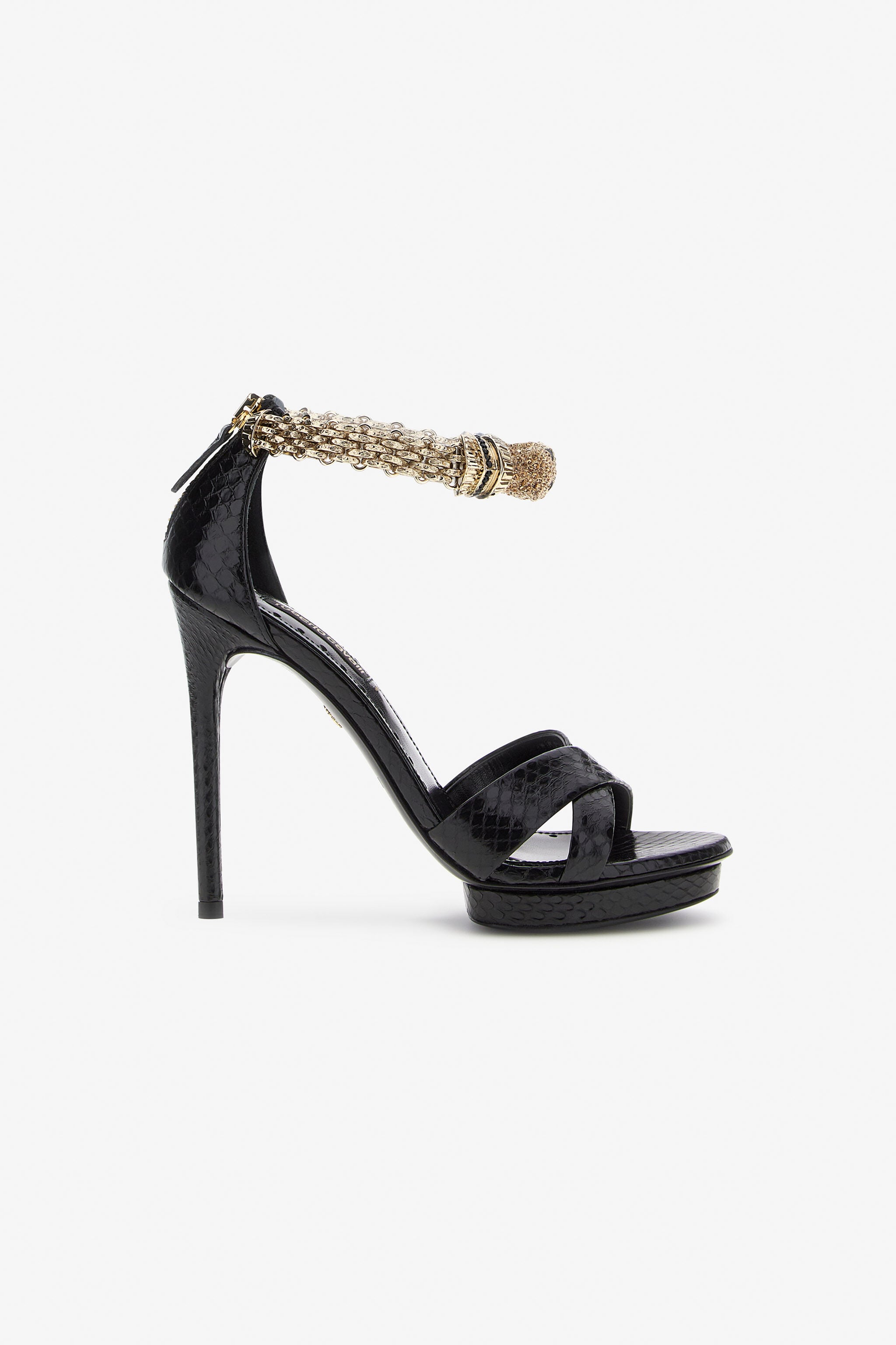 RC Panther-head high-heel sandals BLACK SKS132-PA001