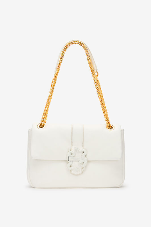 JC Shoulder Bag With Matching Mirror Snake White UFB055-UF424