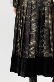 RC Midi Dress in Silk with Fur Print BLACK/BEIGE XWT113-OZT79
