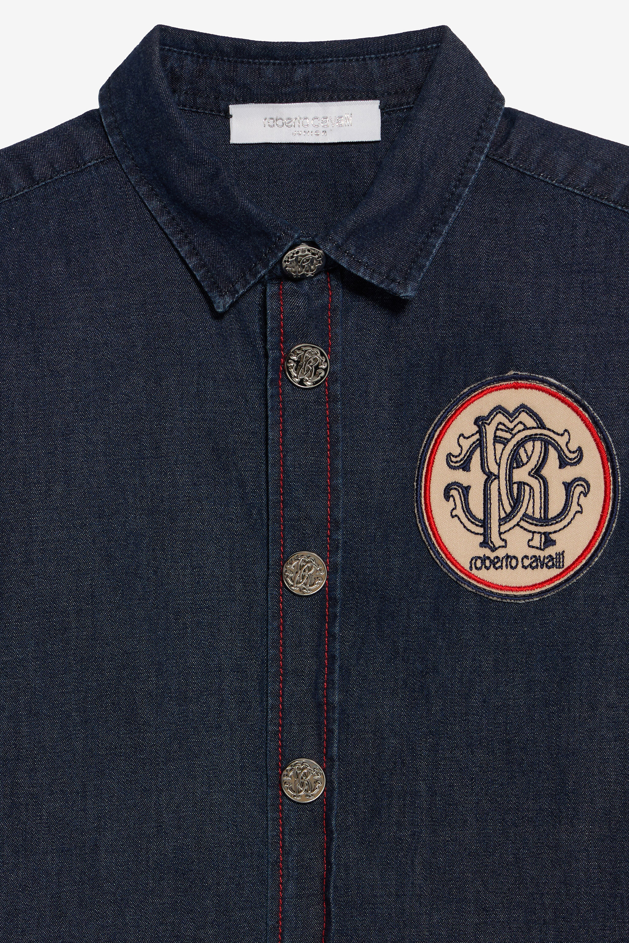 JU Blue Denim Shirt With Monogram RC Patch JU Blue Denim Shirt With Monogram RC Patch MEDIUM BLUE VJJ700-DL013