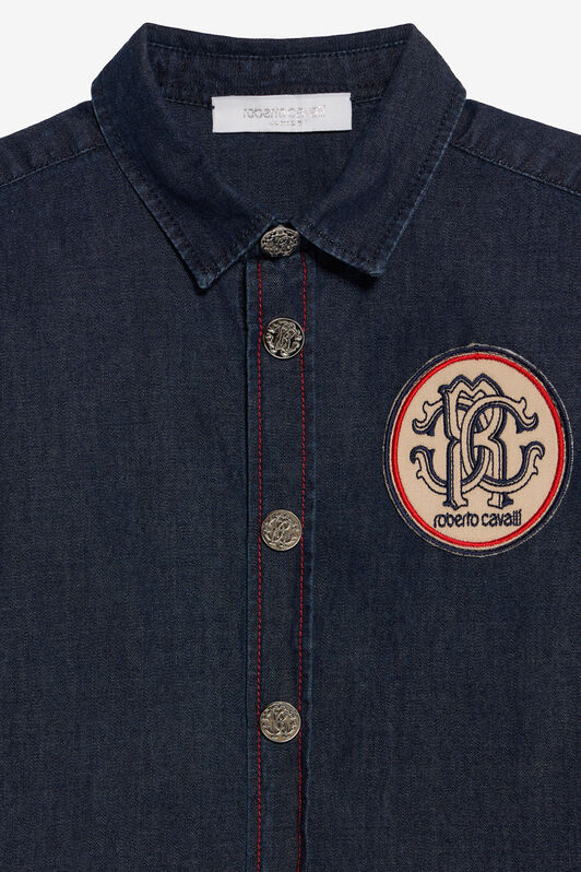 JU Blue Denim Shirt With Monogram RC Patch JU Blue Denim Shirt With Monogram RC Patch MEDIUM BLUE VJJ700-DL013
