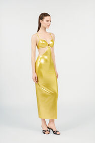 RC Vestido largo de satén dorado LIGHT GOLD WKW023-LL031