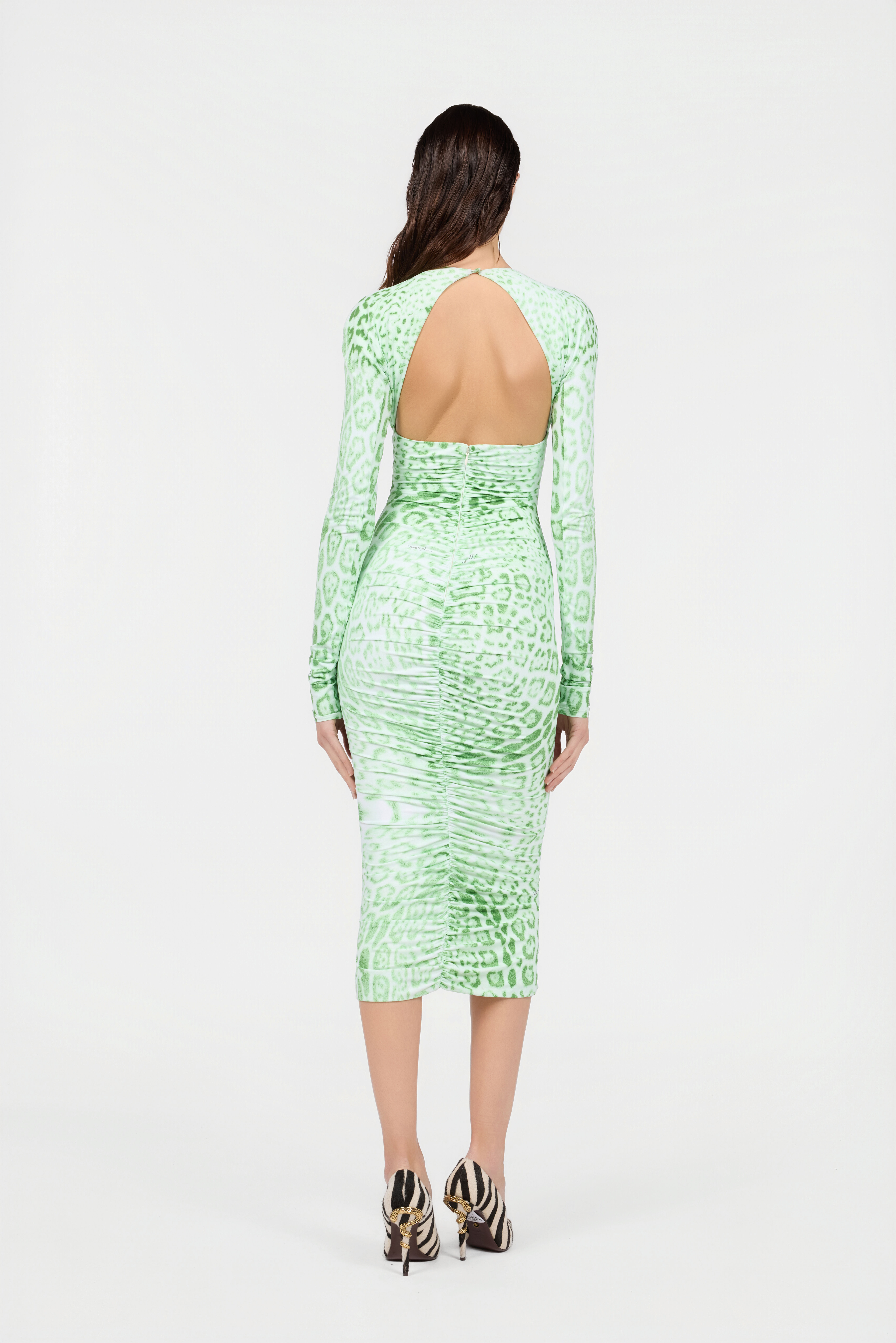 Jaguar Mint Print Midi Dress in PISTACHIO GREEN for Women