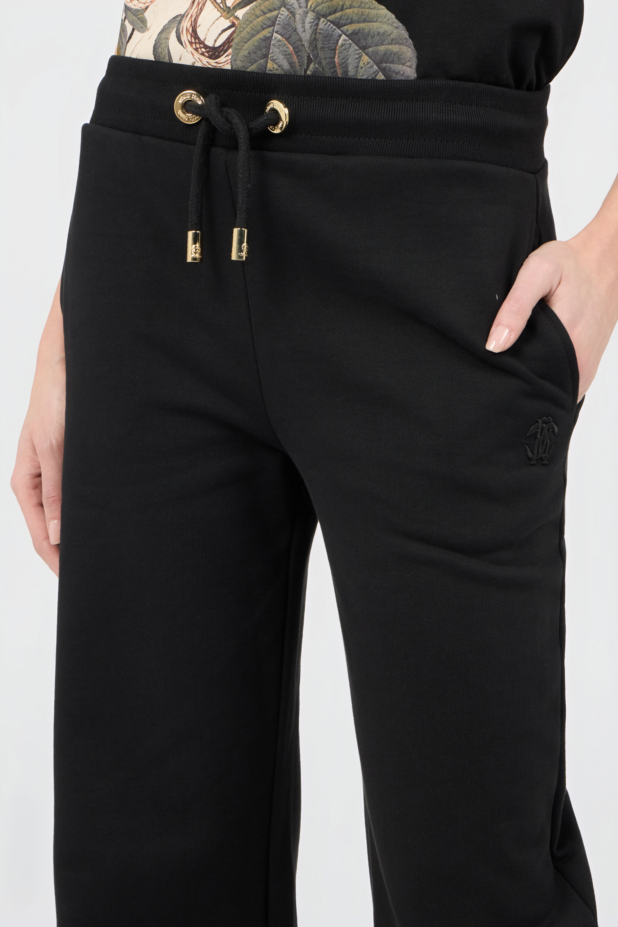 RC Pantaloni In Cotone Neri Con Monogram RC BLACK SOT20H-CF013