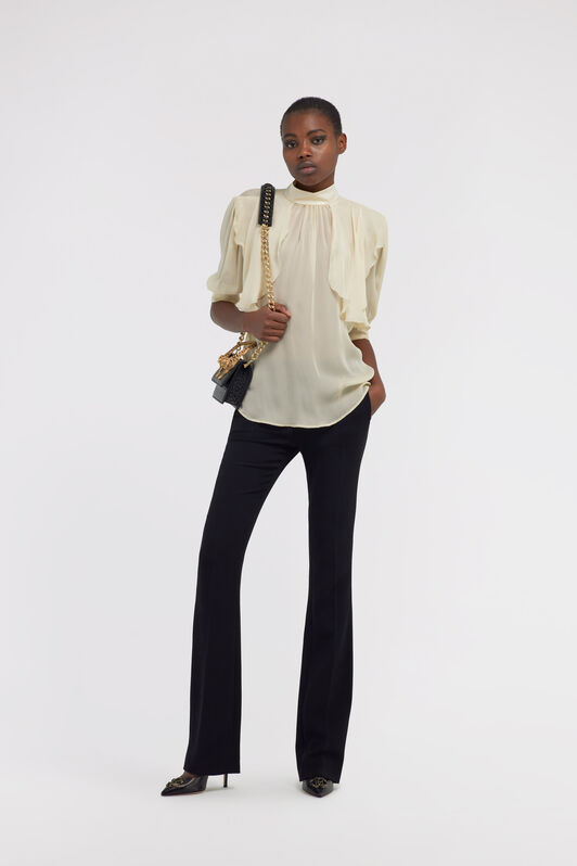 RC Semi-sheer high-neck blouse Ivory QWT701-CC001