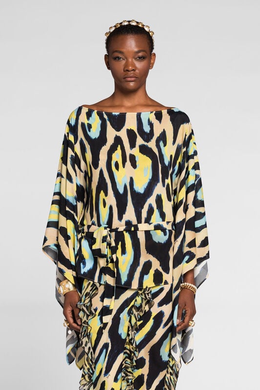 RC Animal-print draped blouse RC Animal-print draped blouse Yellow QKT725-FVF54
