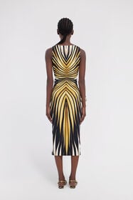 RC Ray Of Gold Print Dress Midi Gold TKT100-LNM33