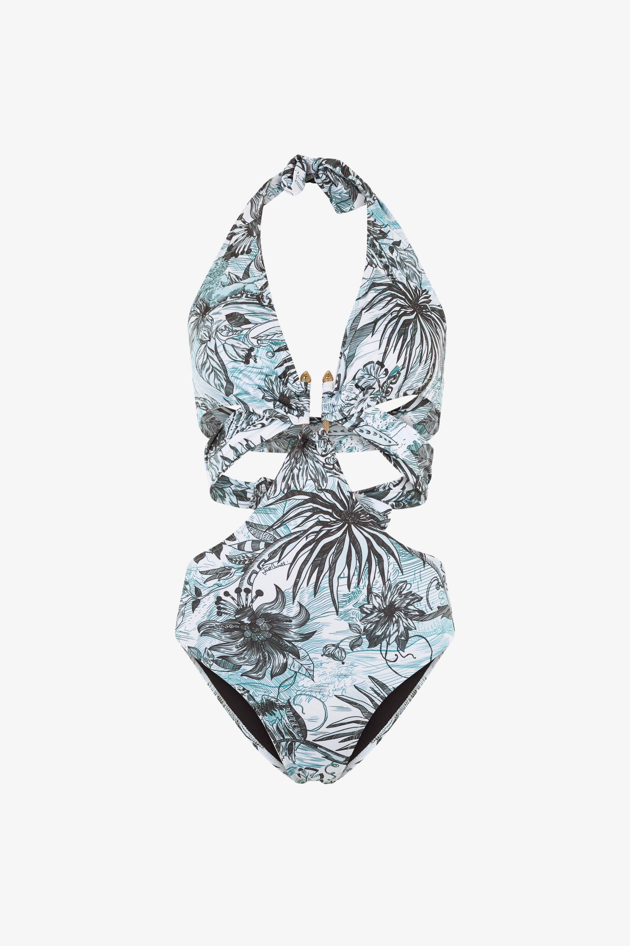 JC Swimsuit With Cut-Out And Jungle Print JC Swimsuit With Cut-Out And Jungle Print Light blue UFM022-UF272